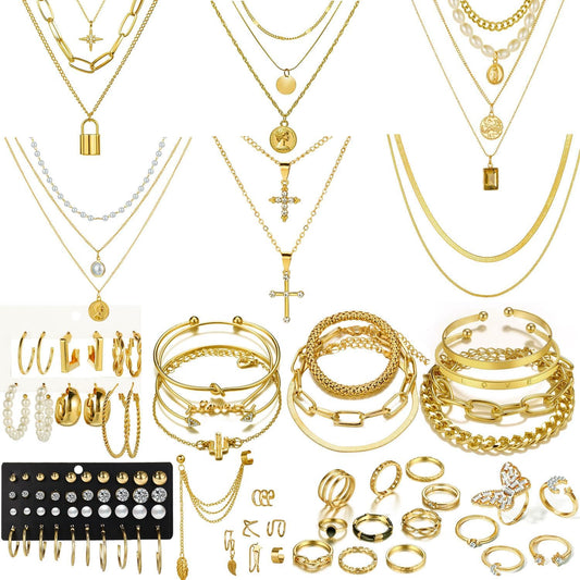 Ultimate 73-Piece Gold Jewelry Set: Perfect for Parties and Gifting!